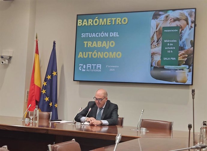 El presidente de ATA, Lorenzo Amor, durante la presentación del Barómetro correspondiente al tercer trimestre de 2025.