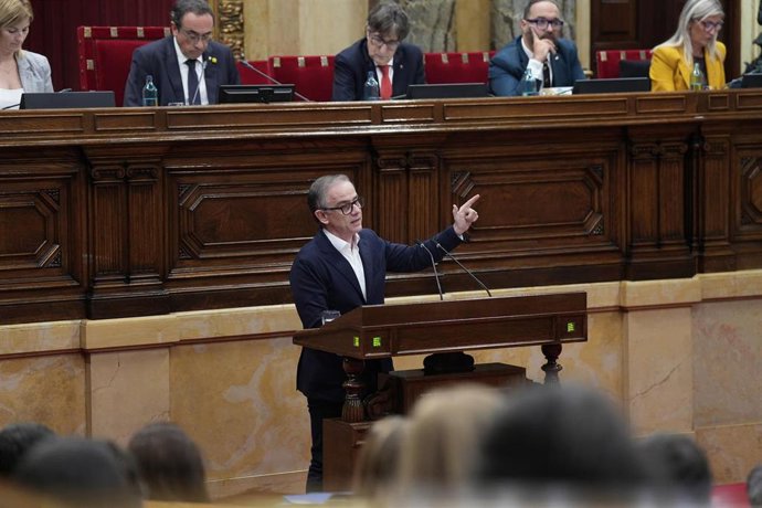 El diputado de ERC, Josep María Jové, durante la primera jornada del Debate de Política General, en el Parlament de Catalunya, a 8 de octubre de 2025, en Barcelona, Catalunya (España). Con la tensión patente entre sus socios de investidura, Illa afronta d
