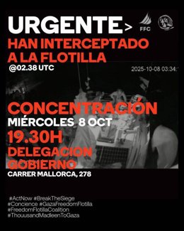 Un centenar de personas protestan en Barcelona para que liberen a activistas de una segunda flotilla.