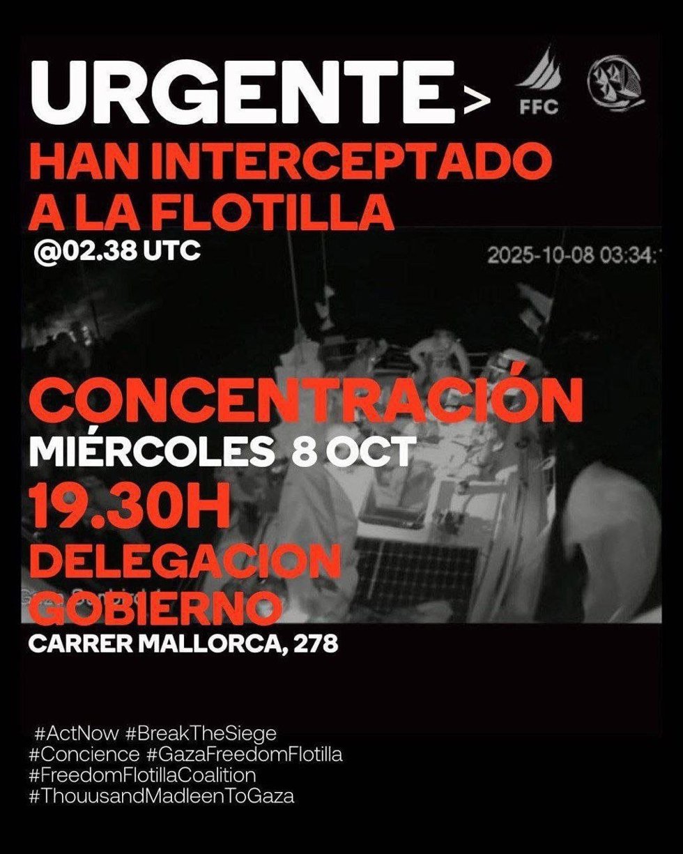 Un centenar de personas protestan en Barcelona para que liberen a activistas de una segunda flotilla.