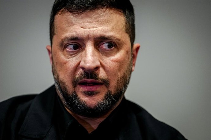 23 September 2025, US, New York: Ukrainian President Volodymyr Zelensky  speaks to journalists after his meeting with US President Donald Trump on the sidelines of the general debate of the UN General Assembly. Over 140 heads of state and government are e