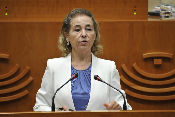 La consejera de Educación, Ciencia y Formación Profesional, María Mercedes Vaquera, interviene en el pleno de la Asamblea