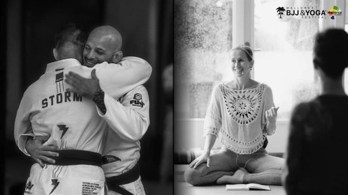 Instructores de BJJ y Yoga durante las clases