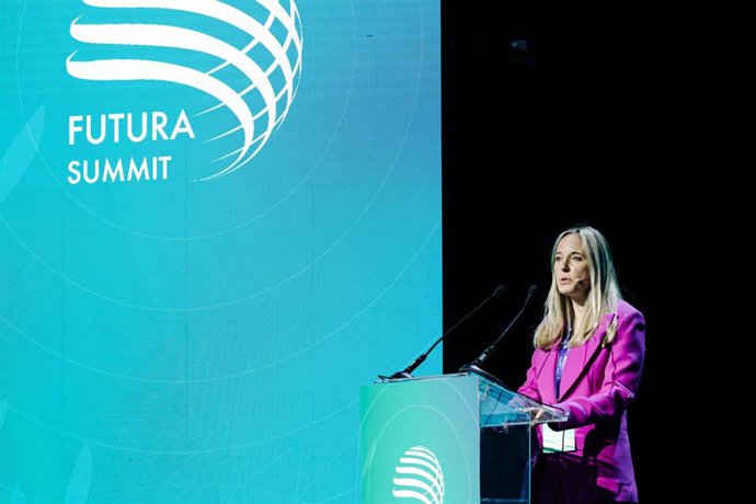 La fundadora de Futura Summit, Mónica Rico, durante la primera jornada del ESG Summit Europe 2025, en el Teatro Príncipe Pío, a 7 de octubre de 2025, en Madrid (España).