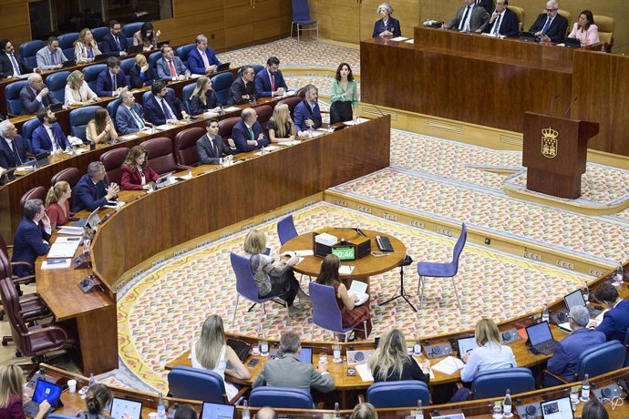 Hemiciclo de la Asamblea de Madrid durante un pleno, a 9 de octubre de 2025, Madrid (España). 