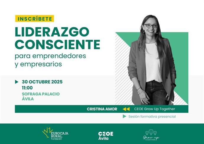 Cartel de la jornada formativa que Fundación Eurocaja Rural y CEOE Ávila impartirán en la capital abulense.