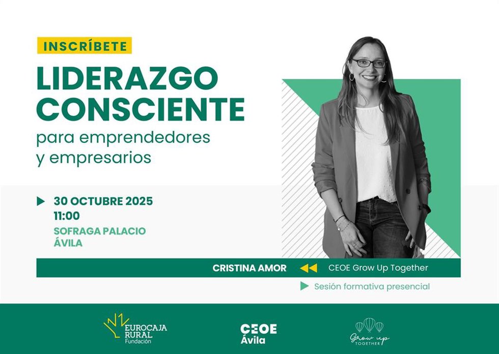 Cartel de la jornada formativa que Fundación Eurocaja Rural y CEOE Ávila impartirán en la capital abulense.