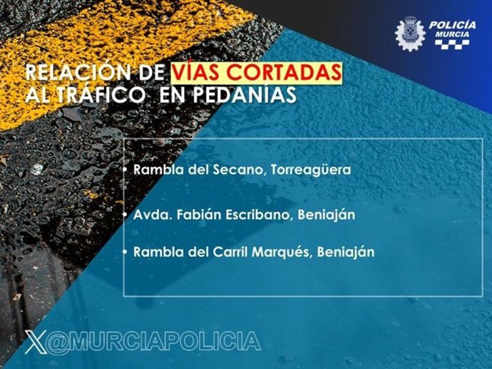 Calles cortadas en Murcia