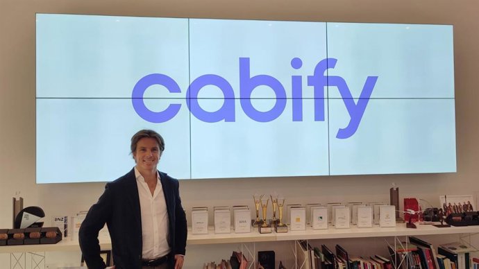 El director de Cabify en España, Alberto González, en un encuentro con periodistas en Barcelona.