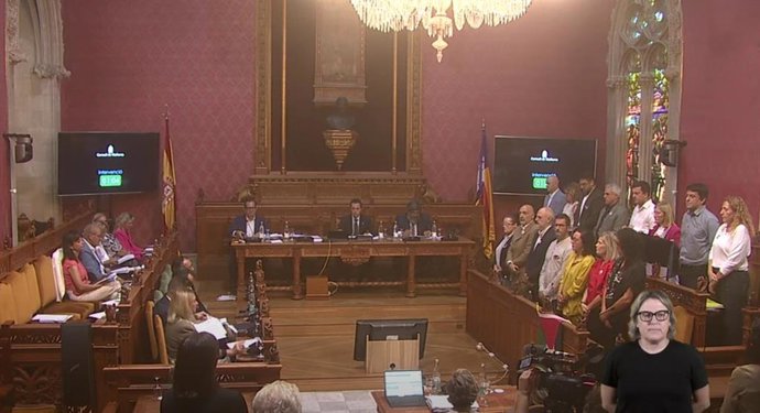 Pleno del Consell de Mallorca durante el minuto de silencio