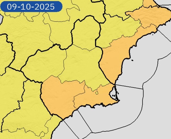 Mapa de avisos para este jueves