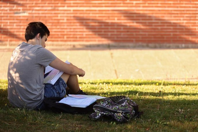 Archivo - Un estudiante repasa sus apuntes