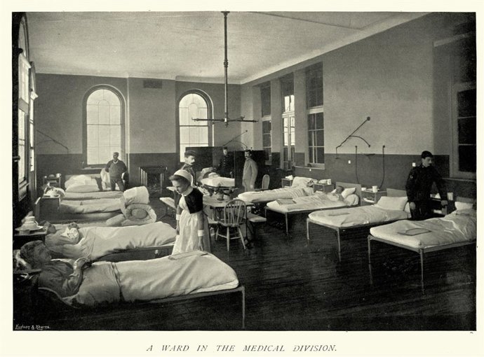 Archivo - Enfermera y pacientes,, 1890s, Siglo XIX, gripe