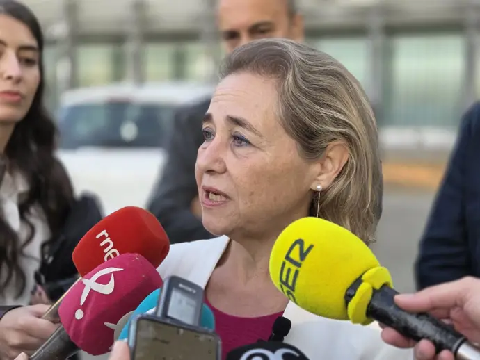 La consejera de Educación, Ciencia y Formación Profesional, Mercedes Vaquera, en declaraciones a los medios de comunicación en Badajoz.