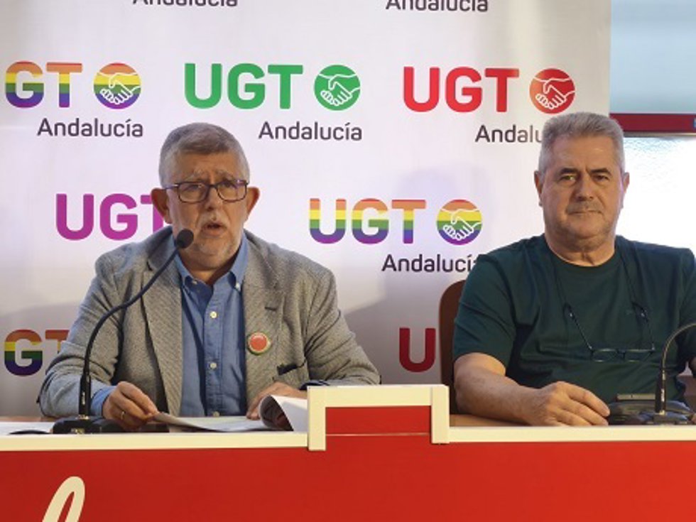 El secretario General de UGT FICA Andalucía, José Manuel Rodríguez Saucedo y el adjunto a la secretaría general de UGT FICA Andalucía, Rafael Dorante.