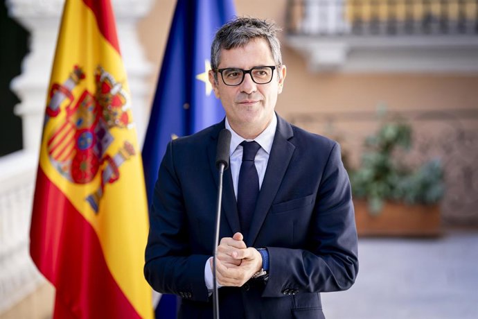 El ministro de Presidencia, Justicia y Relaciones con las Cortes, Félix Bolaños, durante el acto de firma de un convenio marco entre el ministerio de la Presidencia y la ONCE, a 10 de octubre de 2025, en Madrid (España).