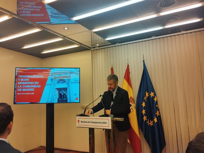 Presentación de los datos del Portal de Transparencia por parte del consejero de Presidencia, Justicia y Administración Local, Miguel Ángel García Martín