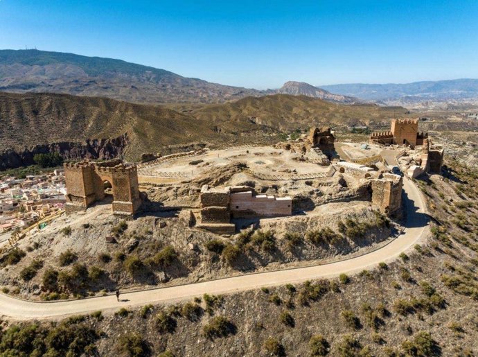 Vista aérea del Castillo de Tabernas (Almería).