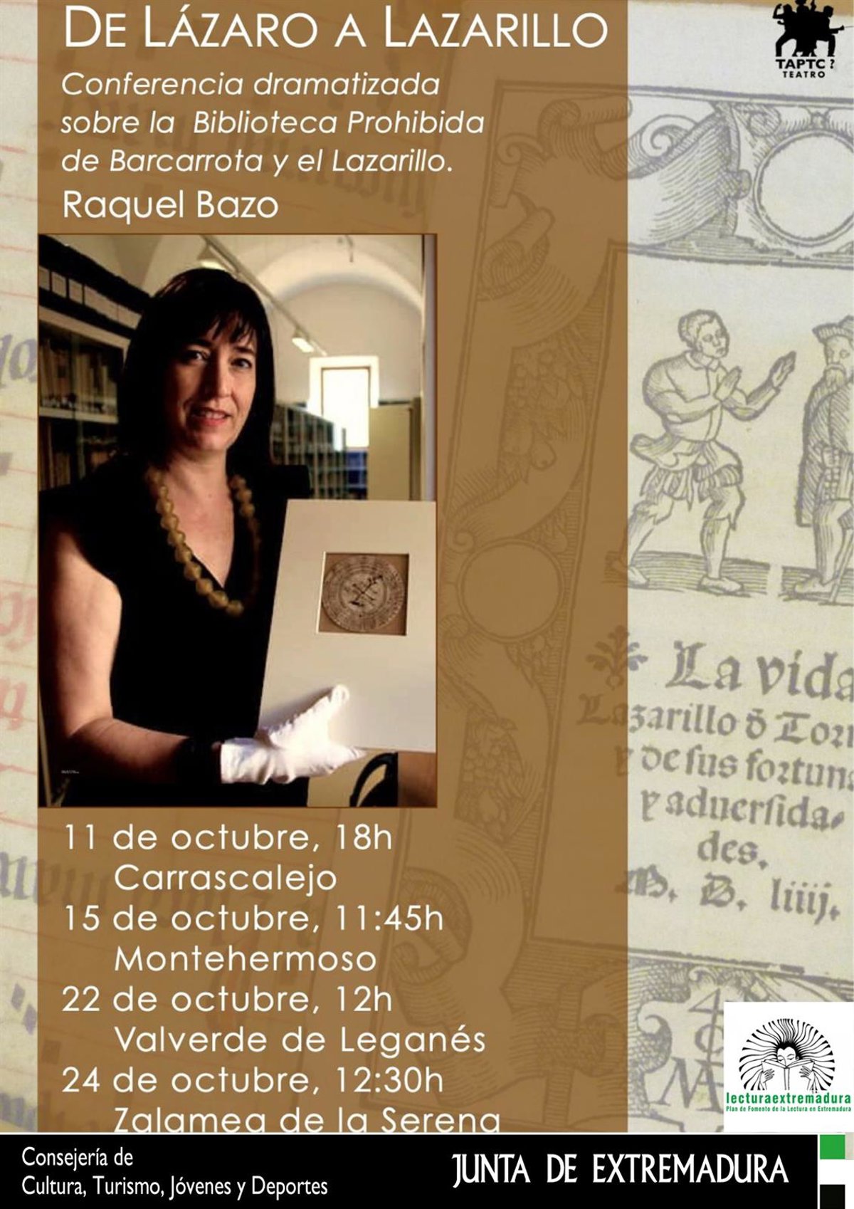 La Biblioteca de Barcarrota protagonizará un ciclo de conferencias dramatizadas en cuatro localidades extremeñas