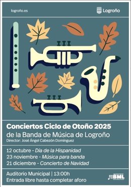 La Banda de Música de Logroño abre este domingo su Ciclo de Otoño con un concierto especial por el Día de la Hispanidad