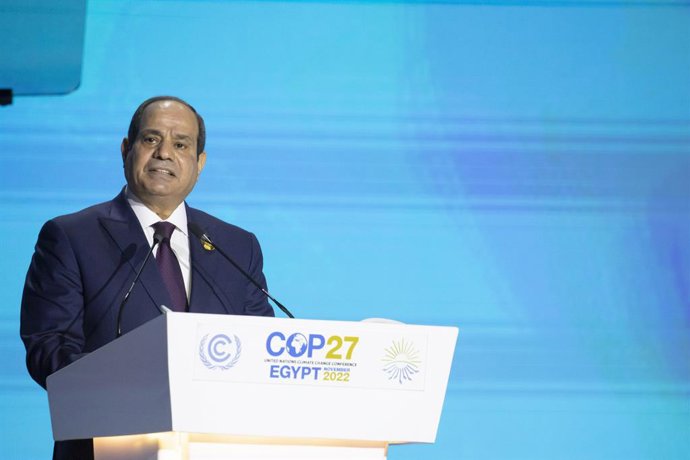 Archivo - FILED - 07 November 2022, Egypt, Sharm El-Sheikh: President of Egypt Abdel Fattah El-Sisi delivers his speech during the opening of the High Level Summit of the 2022 United Nations Climate Change Conference COP27 at the International Convention 