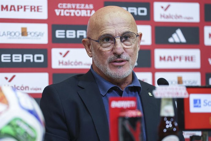 Luis de la Fuente, head coach of Spain, attends his press conference to announce the squad list for the 2026 World Cup qualifying matches against Georgia and Bulgaria, at the Ciudad del Futbol, on October 3, 2025, in Las Rozas, Madrid, Spain.