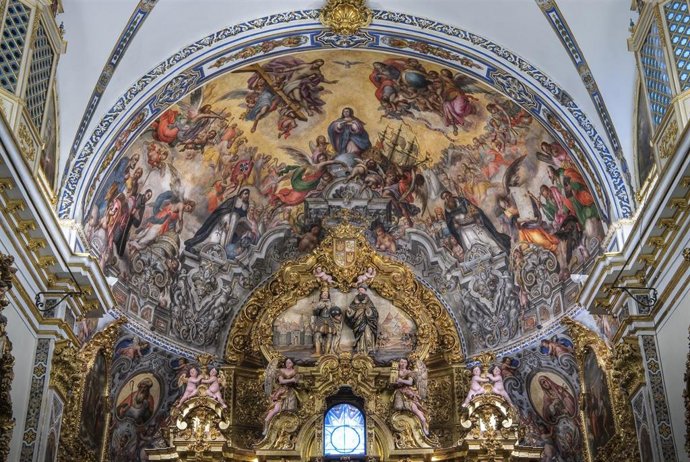 El mural 'La glorificación de la Virgen' del Palacio de San Telmo (Sevilla).