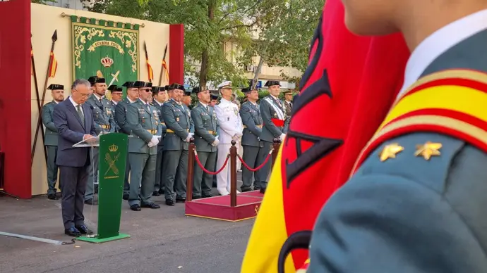El delegado del Gobierno en Extremadura, José Luis Quintana, interviene en los actos por la festividad de la Virgen del Pilar, patrona de la Guardia Civil.