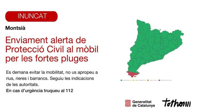 Envío alerta a los móviles del Montsià