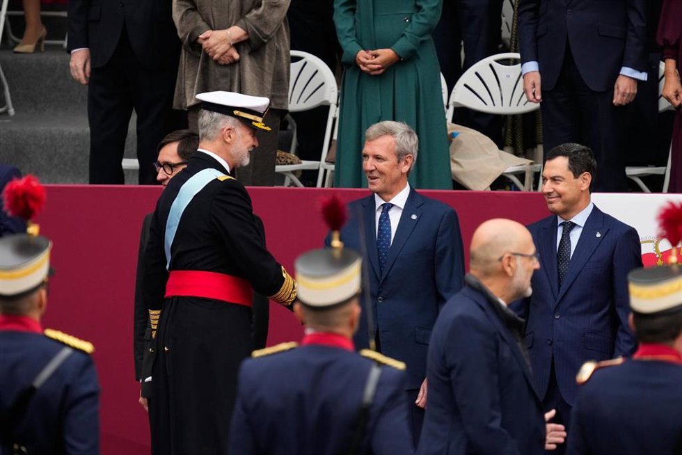 El presidente de la Xunta, Alfonso Rueda, en los actos con motivo de la Fiesta Nacional.