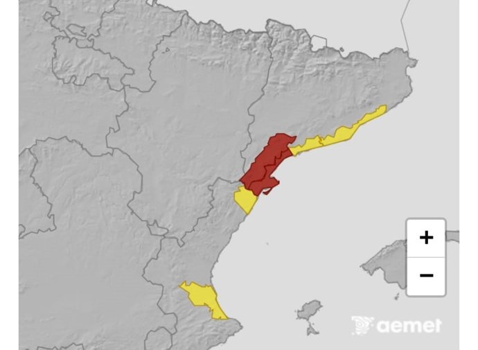 Avís vermell de l'AEMET en comarques de Tarragona