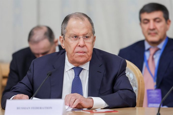 RÚSSIA, MOSCOU - 7 DE OUTUBRO DE 2025: O Ministro das Relações Exteriores da Rússia, Sergei Lavrov, durante a 7ª Reunião do Formato de Moscou de Consultas sobre o Afeganistão no President Hotel