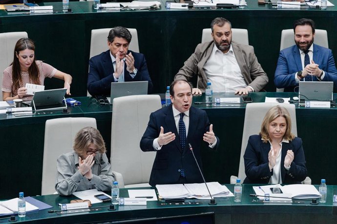 Archivo - El segundo teniente de Alcalde de Madrid, Borja Carabante, interviene durante una sesión ordinaria del Pleno municipal, en el Palacio de Cibeles.
