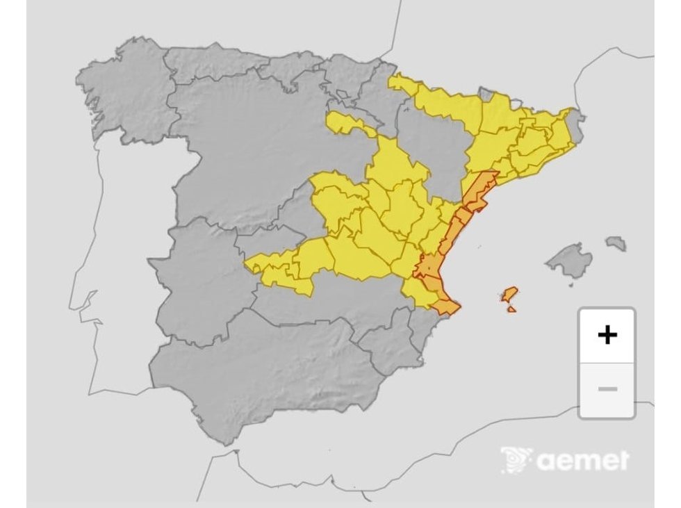 Avisos por lluvias y tormentas para el 13 de octubre de 2025.