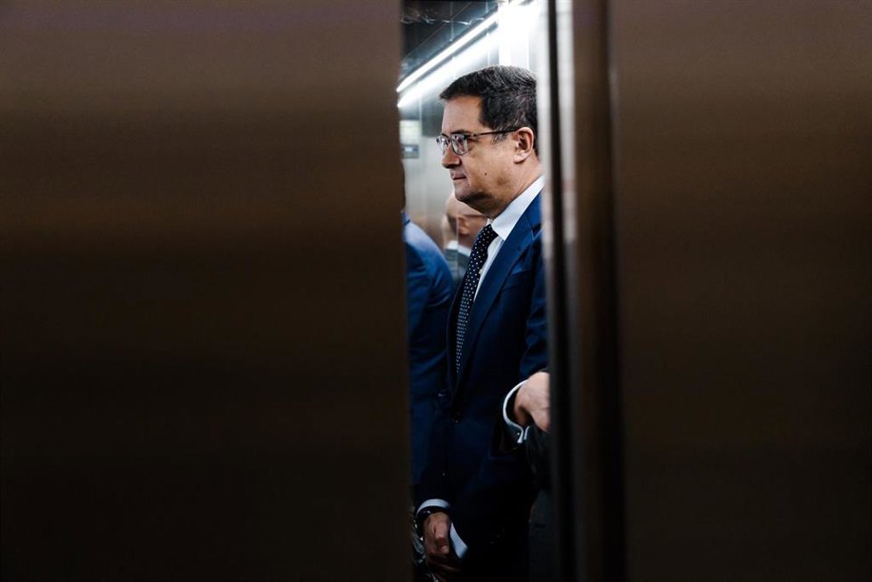 El ministro para la Transformación Digital y de la Función Pública, Óscar López, durante el acto de inauguración institucional del nuevo Hub Tecnológico de ING, a 13 de octubre de 2025, en Madrid (España).