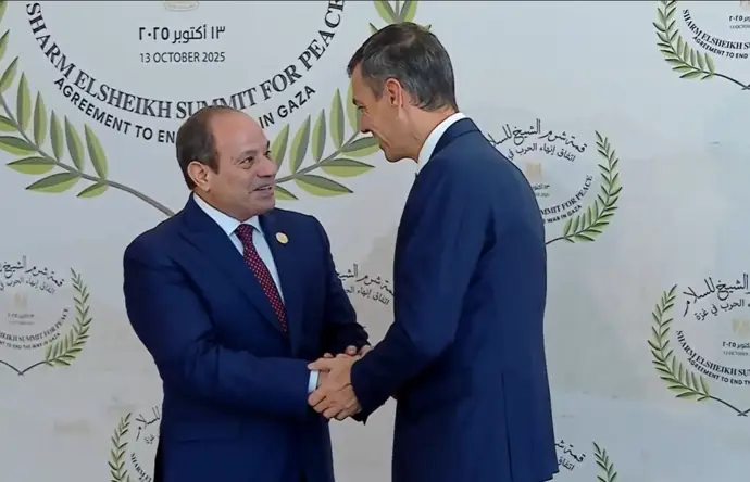 El presidente del Gobierno, Pedro Sánchez, en Egipto