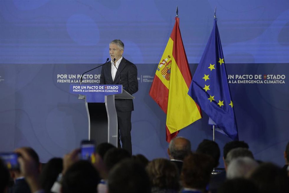 El ministro Interior, Fernando Grande Marlaska, durante la inauguración de la Convención del Pacto de Estado frente a la Emergencia Climática, en Ponferrada (León).