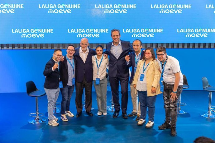 El presidente de LaLiga, Javier Tebas, durante la presentación de la octava temporada de LaLiga Genuine Moeve.