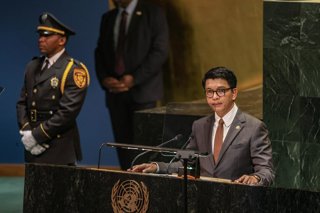 September 24, 2025, New York, New York, USA: Madagascar President, ANDRY NIRINA RAJOELINA speaks during the General Debate at UNGA80, marking 80 years since the founding of the United Nations. Leaders highlighted urgent global crises and the need for coop