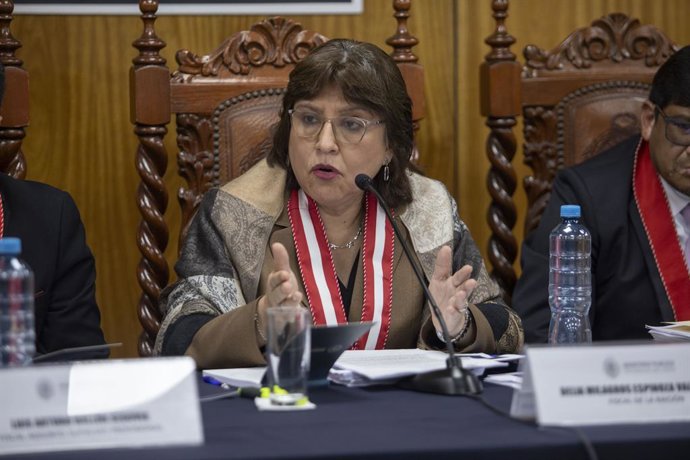 Archivo - August 1, 2025, Lima, PERU: LIMA 1 DE AGOSTO DEL 2025..LA FISCAL DE LA NACION, DELIA ESPINOZA, RINDE BALANCE OBTENIDOS POR EL DESPACHO FISCAL .FOTOS BRITANIE ARROYO DUEÑAZ