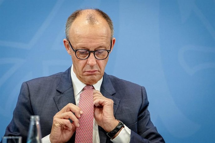 09 October 2025, Berlin: German Chancellor Friedrich Merz, gives a press conference after the coalition committee in the Federal Chancellery. Photo: Kay Nietfeld/dpa