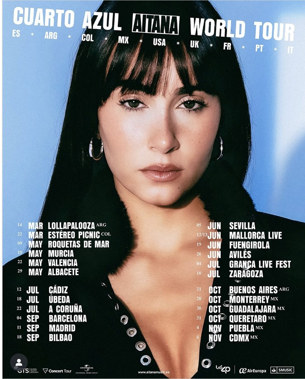Cartel de la gira de Aitana 'Cuarto azul World Tour'