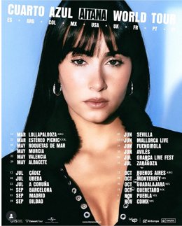Cartel de la próxima gira de Aitana prevista en 2026