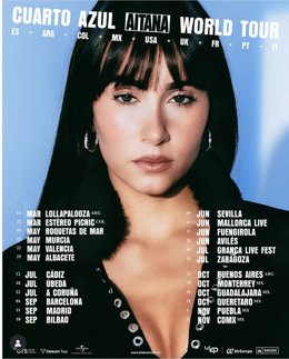 Aitana anuncia nueva gira mundial, 'Cuarto Azul World Tour', con conciertos en Argentina, México, Colombia y España