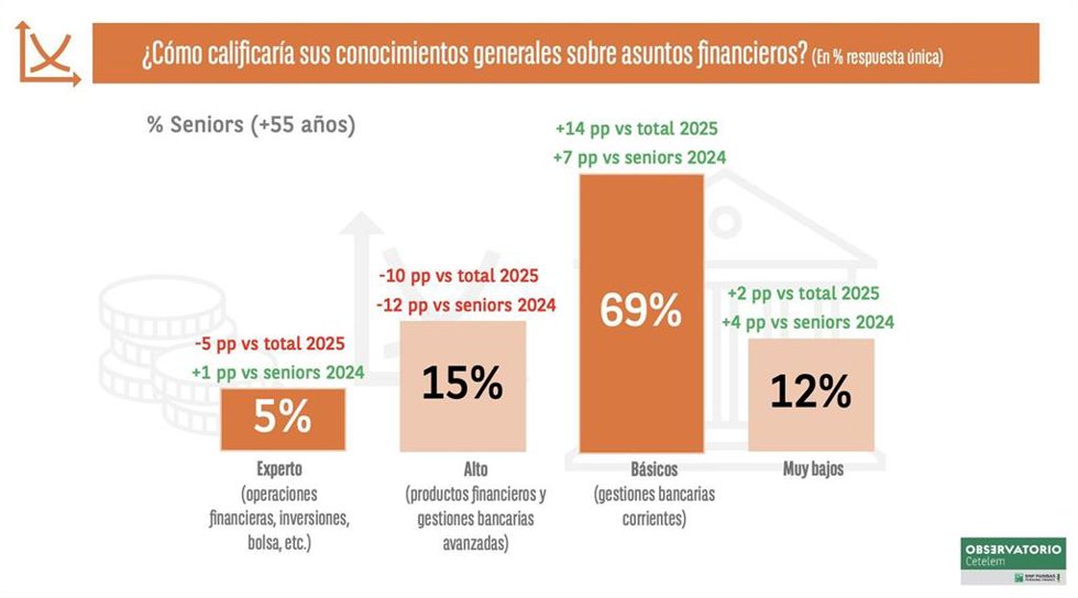 El 70% de la población sénior solo domina operaciones básicas de su cuenta corriente, según el Observatorio Cetelem.