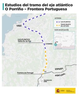 Transportes adjudica por 835.384 euros los estudios del Eje Atlántico entre O Porriño y Portugal