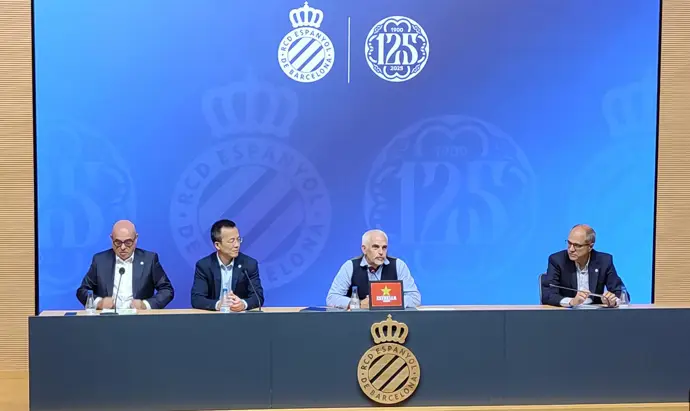 Alan Pace en su presentación como presidente del RCD Espanyol