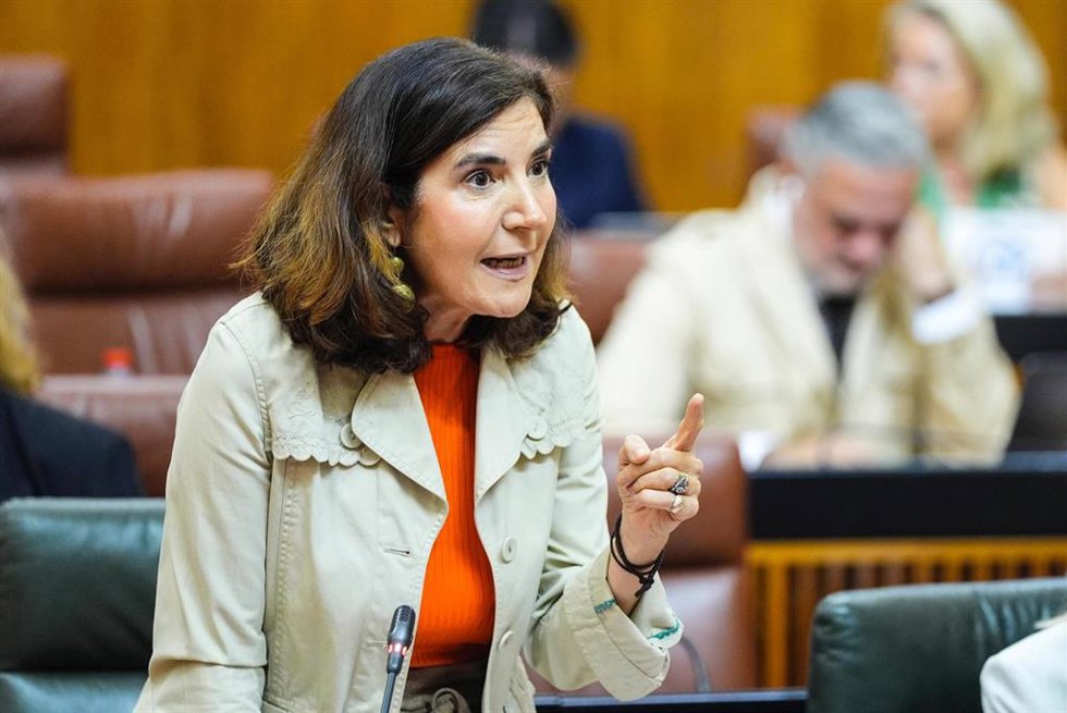 La consejera de Empleo, Empresa y Trabajo Autónomo de la Junta de Andalucía, Rocío Blanco, en el Parlamento andaluz.