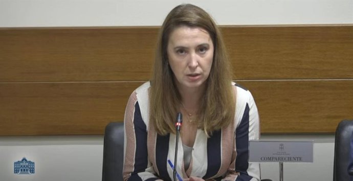 Directora general de Universidad del Principado, Cristina González, durante su comparecencia hoy en la Junta General.