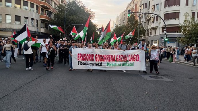 Manifestación en Bilbao en apoyo al pueblo palestino